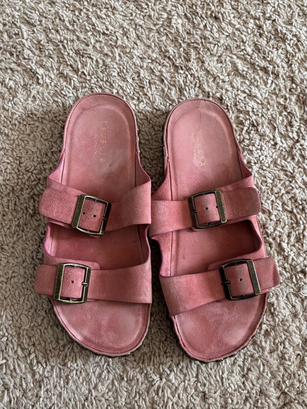 CECelia New York Rose Pink Studded Slide Sandals